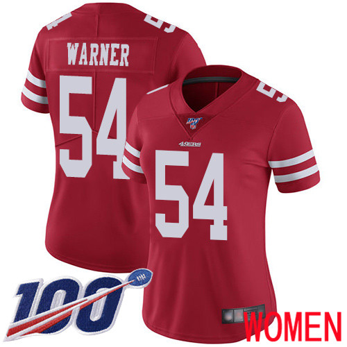 San Francisco 49ers Limited Red Women #54 Fred Warner Home Jersey NFL #54 100th Season Vapor->women nfl jersey->Women Jersey